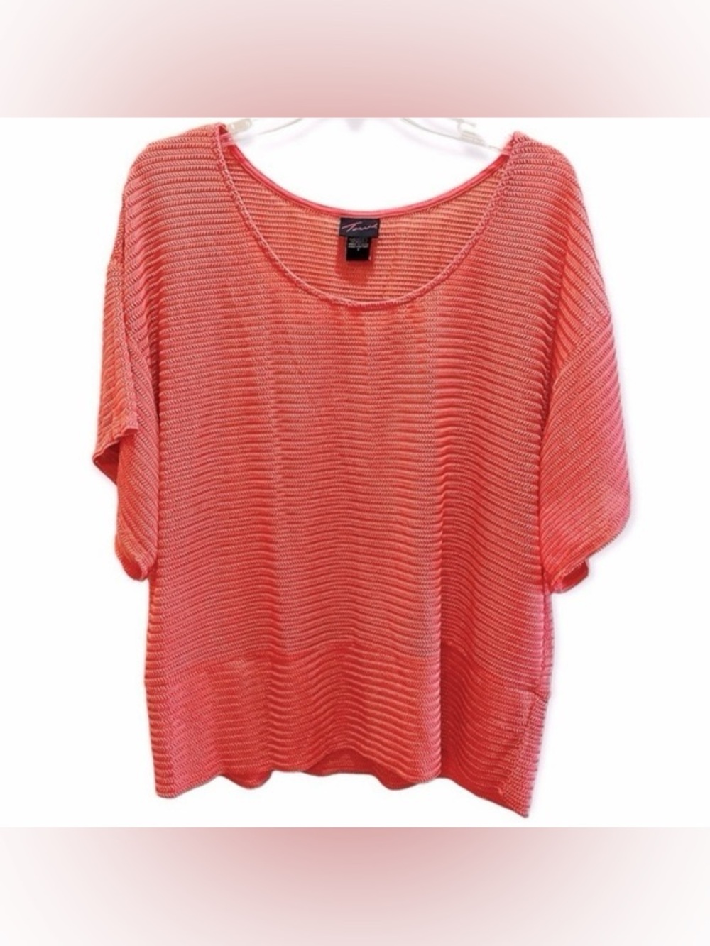 Womens Torrid Coral Herringbone Open Weave Blouse Size 1